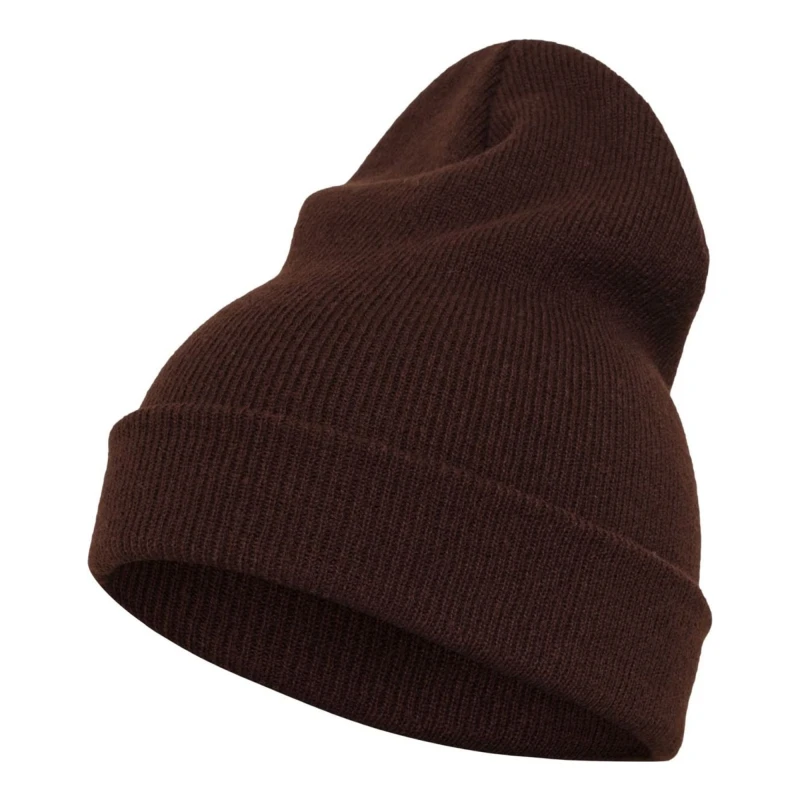 Image of Yupoong Flexfit Heavyweight Long Beanie Winter Hat in Brown Brown Unisex One Size