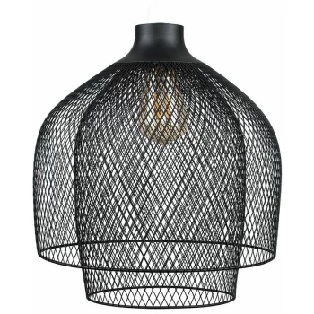 Image of Minisun - Steampunk Matt Black Mesh 2 Tier Ceiling Pendant Light Shade - No Bulb