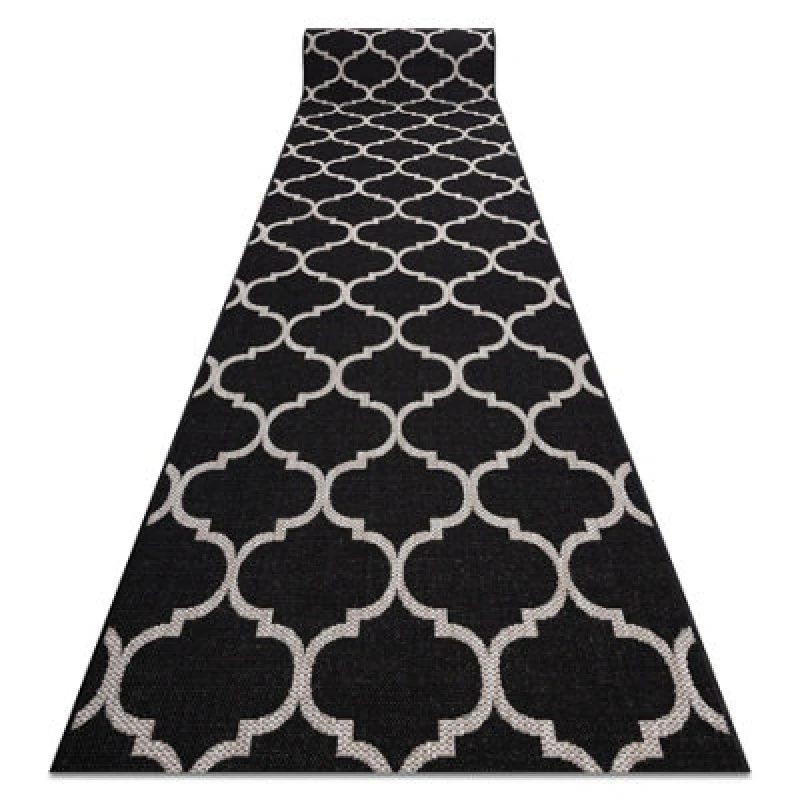 Image of RugsX Runner Sizal Floorlux Design 20608 Moroccan Trellis Black / Silver 70 70X210 Cm