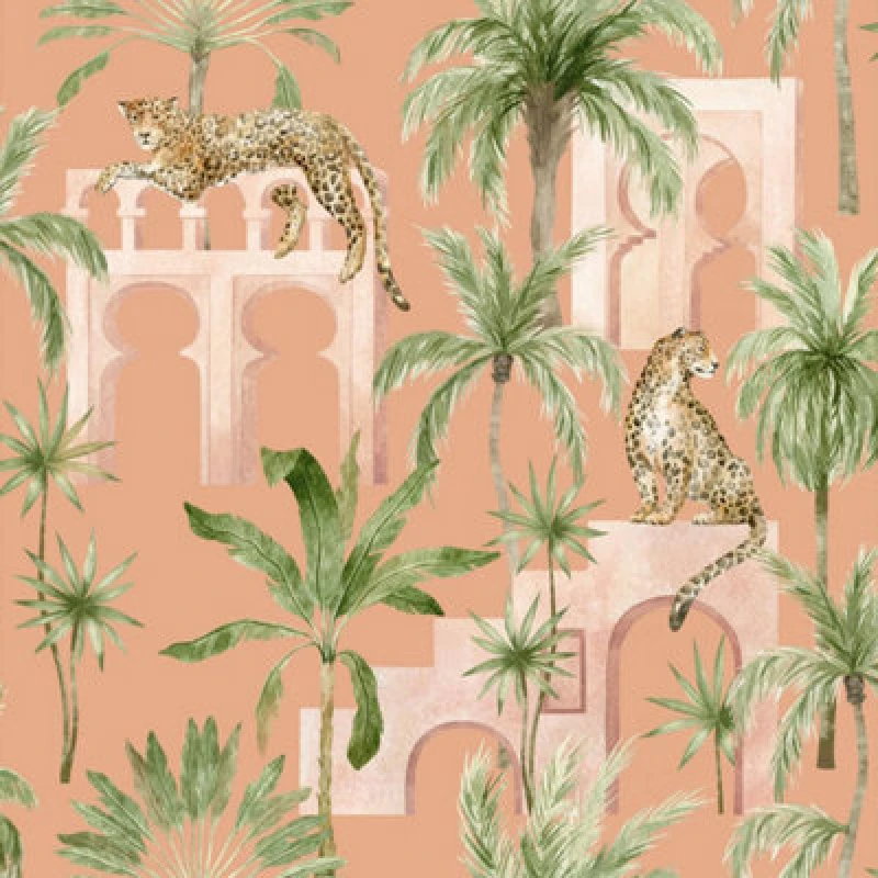Image of Arthouse Leopard Arches Terracotta Wallpaper