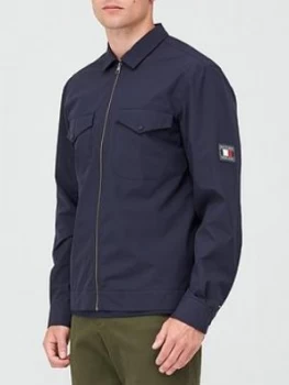 Image of Tommy Hilfiger Peached Nylon Overshirt - Navy