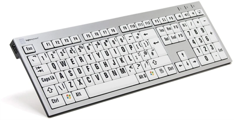 Image of Logickeyboard XLPrint keyboard Office USB QWERTY UK English Aluminium