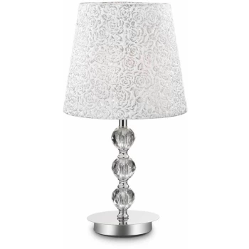 Image of Ideal Lux Le Roy - 1 Light Medium Table Lamp Chrome with Crystal Decoration, E27