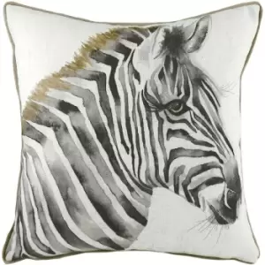 Image of Evans Lichfield Safari Zebra Cushion Cover (One Size) (White/Brown) - White/Brown
