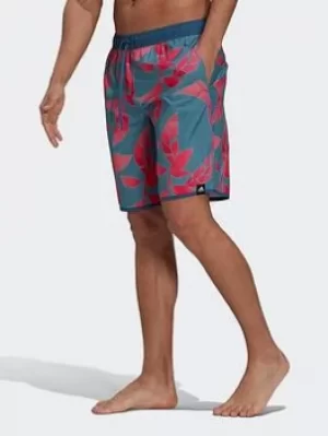 Image of adidas Classic-length Graphic Swim Shorts, Blue, Size S, Men