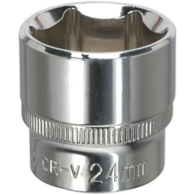 Image of Loops 24mm Forged Steel Drive Socket - 3/8" Square Drive - Polished Chrome Vanadium Metallics