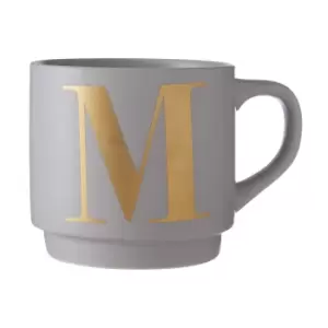 Image of Grey Porcelain M Alphabet Mug