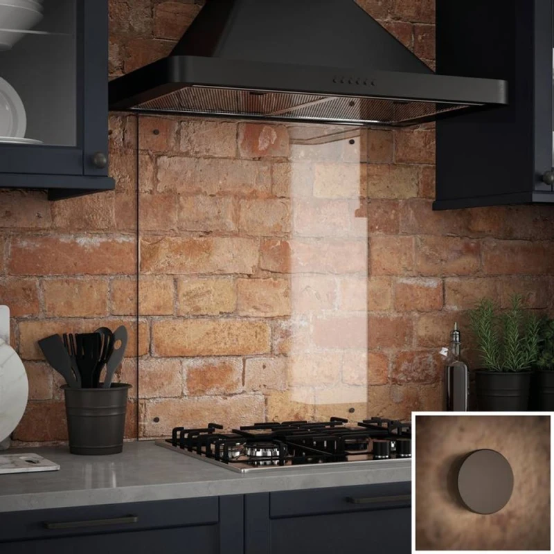 Image of Clear Glass Kitchen Splashback With Bronze Caps 600X700Mm, Clear SB53581