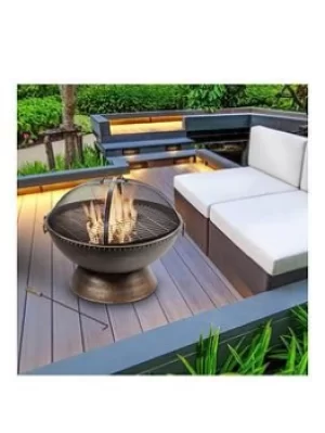 Image of Teamson Home Peaktop Wood Burning Fire Pit Steel Bbq Grill Poker