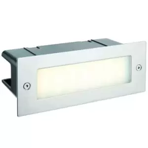 Image of IP44 LED Full Brick Light Stainless Steel & Plain Frosted Glass 3.5W Cool White