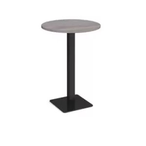 Image of Brescia circular poseur table with flat square Black base 800mm - grey oak