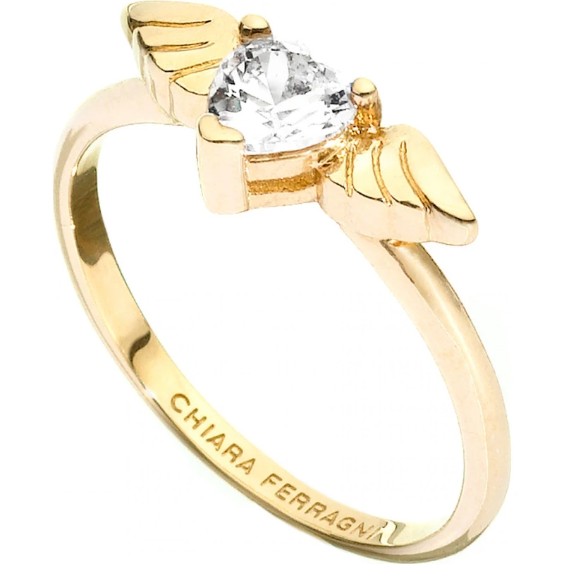 Image of Chiara Ferragni Womens Cupido Metallic Band Ring Yellow Gold female 14