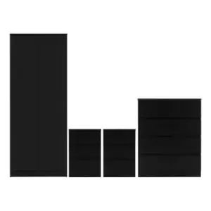 Image of Seconique Malvern 2 Door Wardrobe Bedroom Set - Black