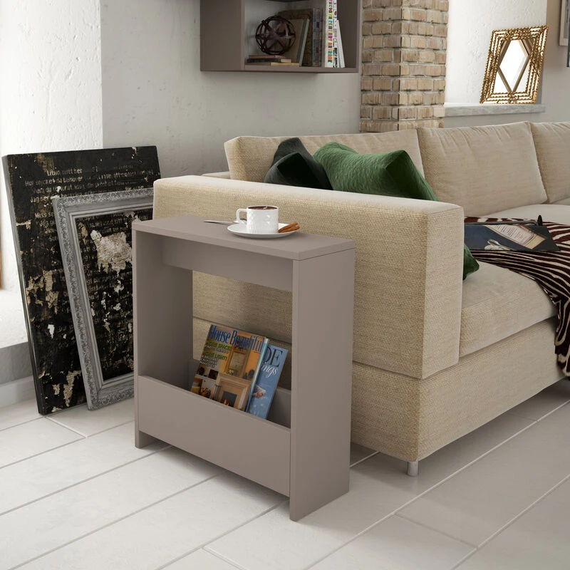 Image of DECORTIE Decortie - Simpi Modern Side End Table Mocha Grey Multipurpose With Creativeness h 60cm 2 Tier - Mocha Grey M.SH.13191.6