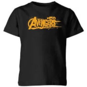 Image of Marvel Avengers Infinity War Orange Logo Kids T-Shirt - Black - 5-6 Years