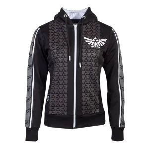 Image of Nintendo - Hyrule Royal Crest With Pattern Taping Womens Small Hoodie - Black/Grey