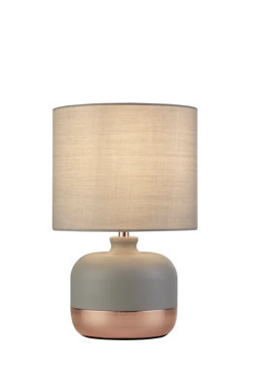 Image of Lighting Collection Pedro Grey & Copper Table Lamp