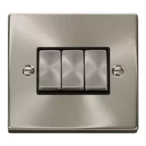 Image of Satin Chrome 3 Gang 2 Way Light Switch - VPSC413BK - 216838