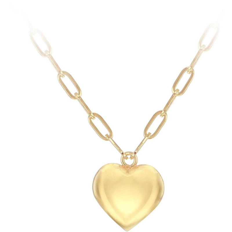 Image of Be You 9ct Gold Puffed Heart Adjustable Paper Necklace Yellow Gold female 18-19in