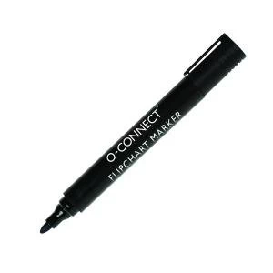 Image of Q-Connect Flipchart Marker Pen Bullet Tip Black Pack of 10 KF15392