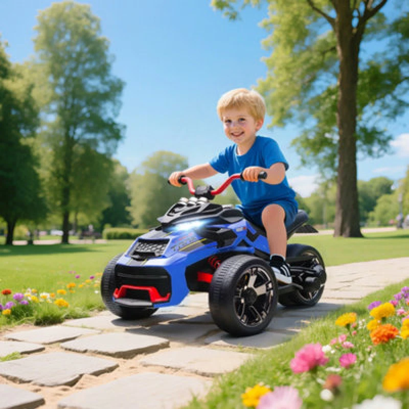 Image of AIYAPLAY 12V Kids Electric Ride On Car, Battery Powered Ride On ATV, Blue 370-401V70BU