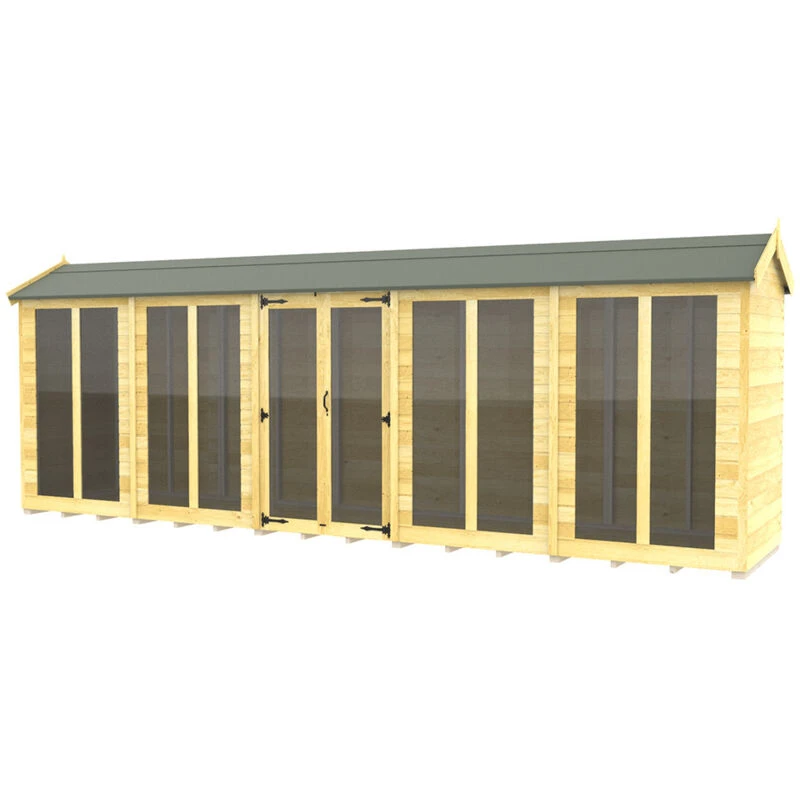 Image of Flat Pack Sheds DIY Sheds 20 x 4 Apex Summer House (Full Height Window), Brown 20X4AFHWSHFF