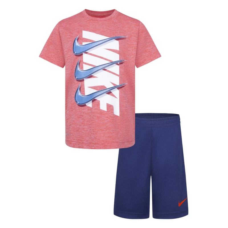 Image of Nike T-Shirt and Shorts Set Infants - Blue Blue 5 - 6 Years