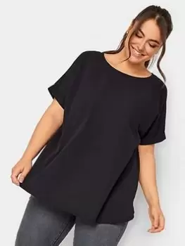 Image of Yours Short Sleeve Boxy Top Black, Size 20, Women