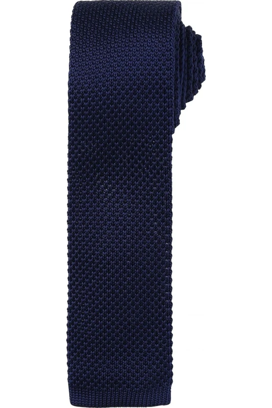 Image of Premier Premier Men Slim Textured Knit Effect Tie in Navy Navy One Size Male 5057080771028