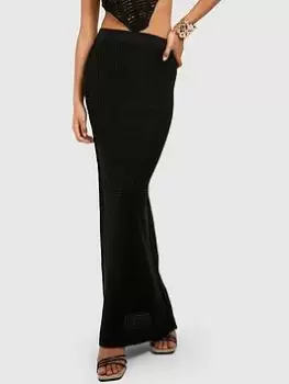 Image of Boohoo Crochet Maxi Skirt - Black, Size L, Women