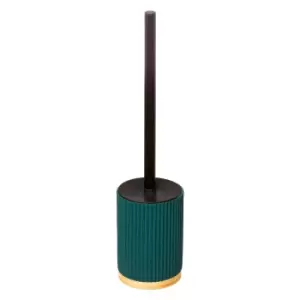 Image of Modern Bamboo Toilet Brush and Holder Teal (Blue)