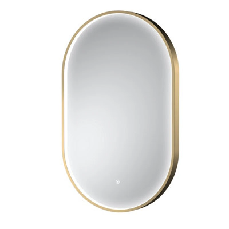 Image of Hudson Reed Columba Wall Hung LED Touch Sensor Mirror, Contemporary Oval Bathroom Mirror In Brushed Brass, 800X500mm