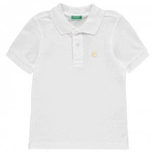 Image of Benetton Pique Logo Polo Shirt - White