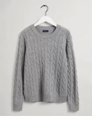 Image of GANT Lambswool Rundhalspullover mit Zopfmuster