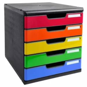 Image of Exacompta Modulo A4 Iderama, 5 Drawers, Black/Glossy Harlequin, Pack of 1