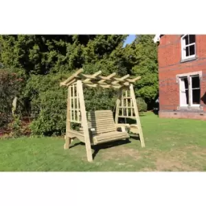 Image of Pergola Swing, wooden garden swinging seat hammock with trellis