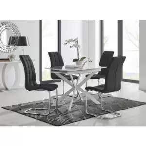 Image of Lira 100 Extending Dining Table and 4 Black Murano Chairs - Black