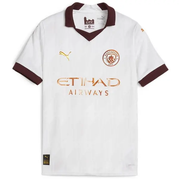 Image of Puma Manchester City Away Shirt 2023 2024 Juniors - White 11 - 12 Years