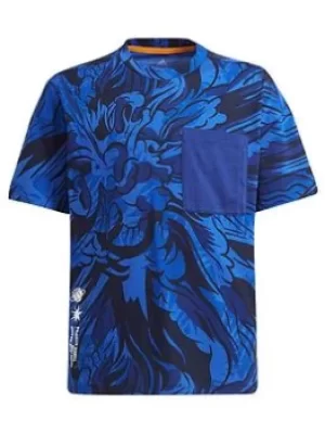 Image of adidas Junior Boys Arkd3 Tee, Blue/White, Size 7-8 Years