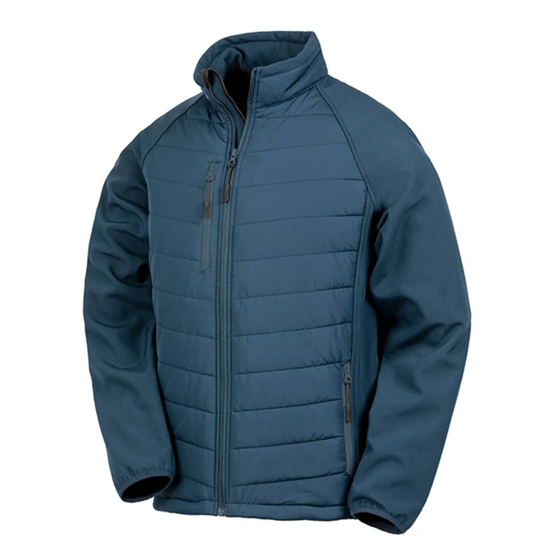 Image of Result Black Compass Padded Soft Shell Jacket Navy