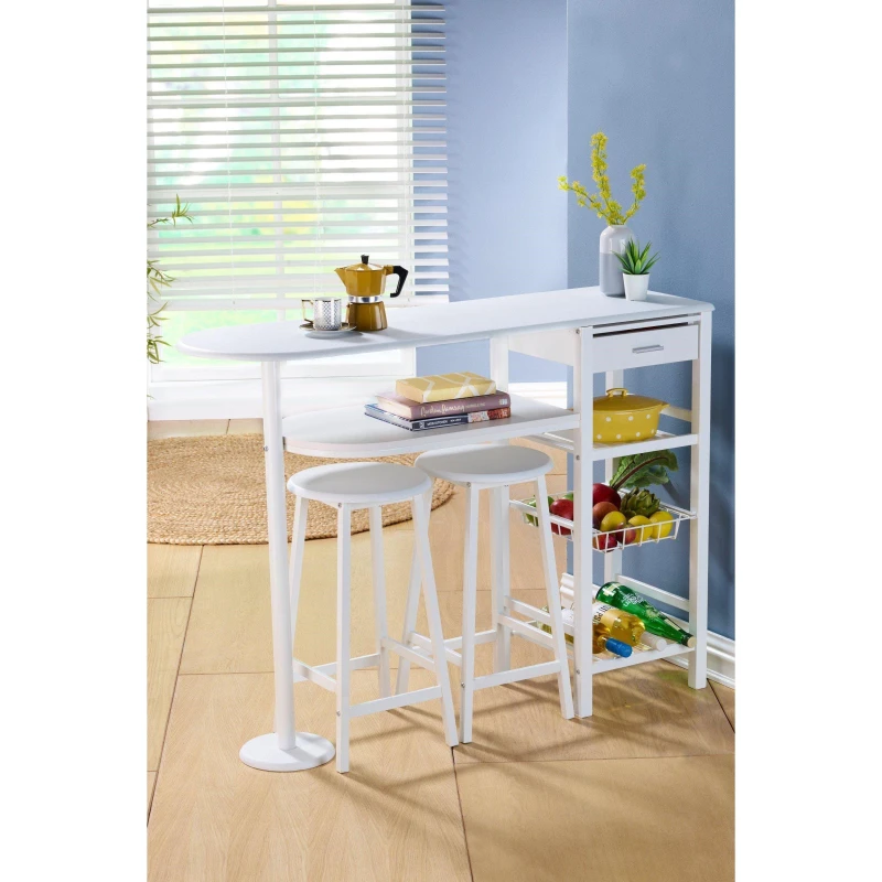 Image of Homelife Breakfast Bar Set - White White One Size