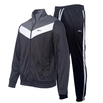 Image of Slazenger Poly Tracksuit Mens - Black/Char/Wht