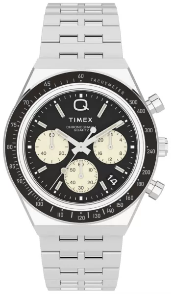 Image of Timex TW2V42600 Q Diver Inspired Chrono (40mm) Black Dial / Watch