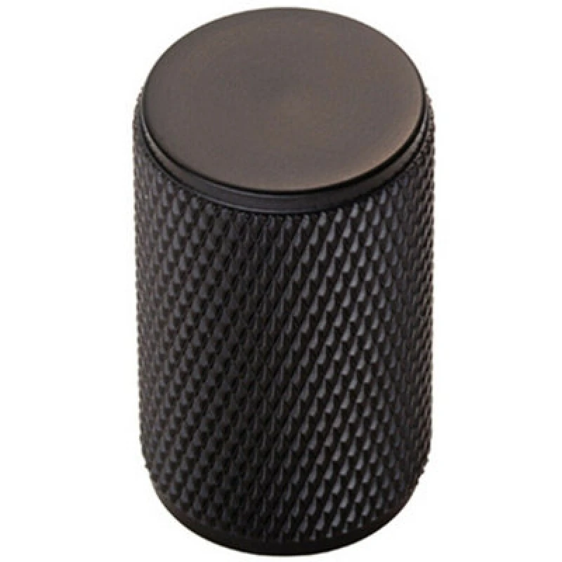Image of Loops Knurled Cylindrical Cupboard Door Knob 18mm Dia Matt Black Cabinet Handle Black unisex