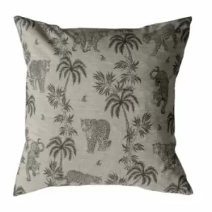 Image of Crossland Grove Palm Leopard Cushion Grey 450x450mm