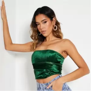 Image of I Saw It First Velvet Tie Back Corset Top - Green