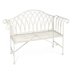 Image of Robert Dyas Victoria 2-Seater Metal Bench - Antique White
