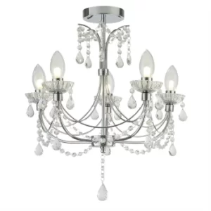 Image of Autumn 5 Light Bathroom Chandelier Chrome, Crystal ,Glass IP44, G9