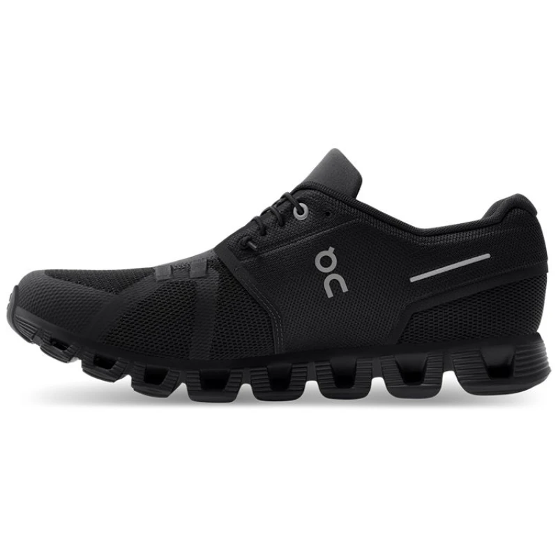 Image of On Cloud 5 Textile Synthetic Mens Low Top Trainers - All Black - Size:UK 8
