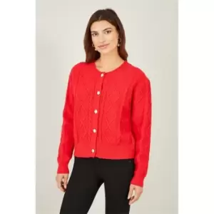 Image of Yumi Red Cable Knit Cardigan - Red